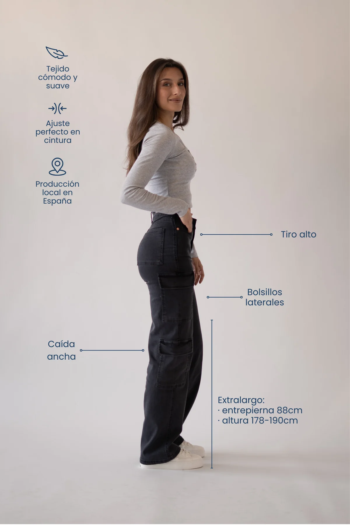 CARGO TALL HIGH RISE - GREY - Image 2
